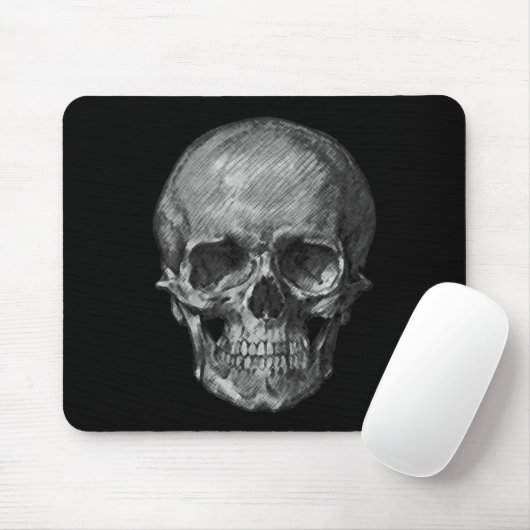 Schwarzer und weißer Schädel Mousepad (Mit Mouse)