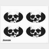 Schwarzer und weißer Schädel Ovaler Aufkleber (Blatt)