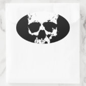 Schwarzer und weißer Schädel Ovaler Aufkleber (Tasche)