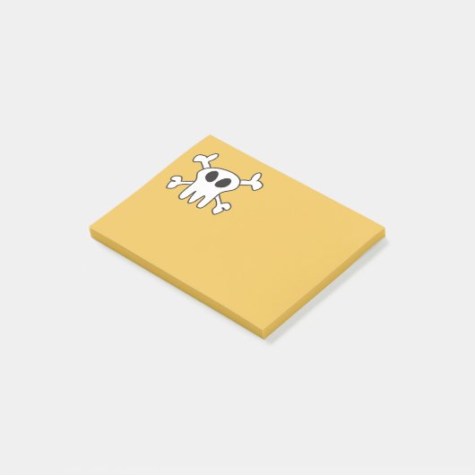 Schwarzer und weißer Schädel Post-it Klebezettel (angewinkelt)