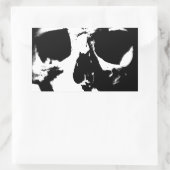 Schwarzer und weißer Schädel Rechteckiger Aufkleber (Tasche)