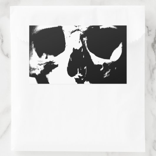 Schwarzer und weißer Schädel Rechteckiger Aufkleber (Tasche)