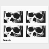 Schwarzer und weißer Schädel Rechteckiger Aufkleber (Blatt)