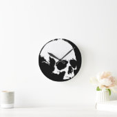 Schwarzer und weißer Schädel Runde Wanduhr (Zuhause)
