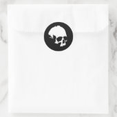 Schwarzer und weißer Schädel Runder Aufkleber (Tasche)