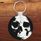 Schwarzer und weißer Schädel Schlüsselanhänger (Vorderseite)