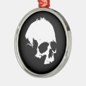 Schwarzer und weißer Schädel Silbernes Ornament (Links)