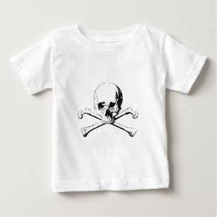 Schwarzer und weißer Schädel und Knochen Baby T-shirt