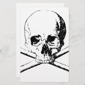Schwarzer und weißer Schädel und Knochen Briefpapier (Vorne/Hinten)