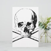 Schwarzer und weißer Schädel und Knochen Briefpapier (Stehend Vorderseite)