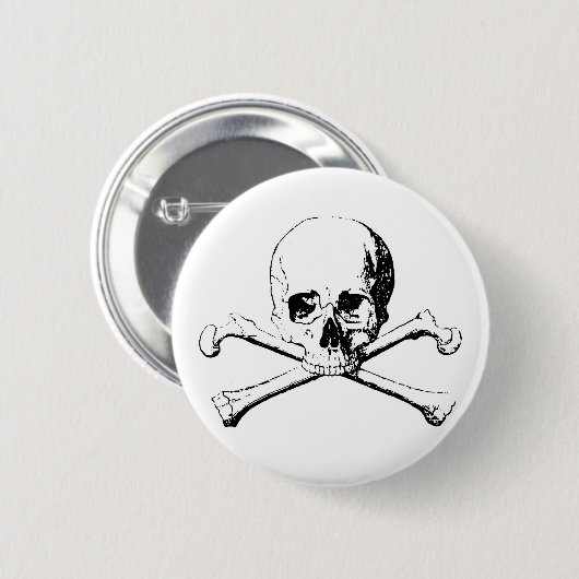 Schwarzer und weißer Schädel und Knochen Button (Vorne & Hinten)