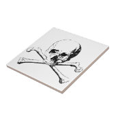 Schwarzer und weißer Schädel und Knochen Fliese (Seite)