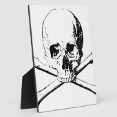 Schwarzer und weißer Schädel und Knochen Fotoplatte (Seite)