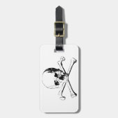 Schwarzer und weißer Schädel und Knochen Gepäckanhänger (Vorderseite vertikal)