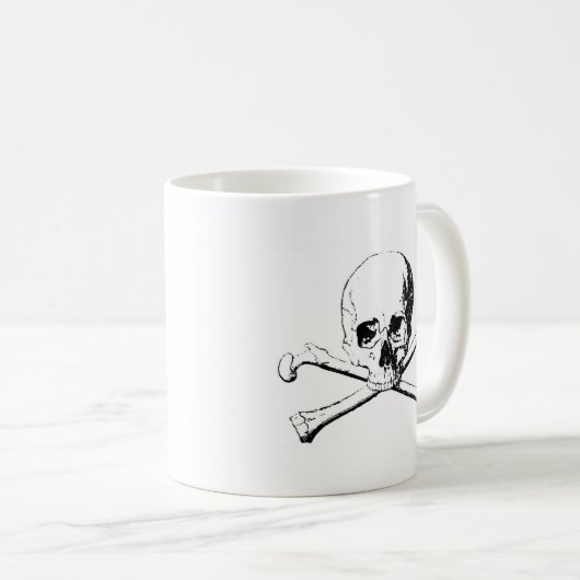 Schwarzer und weißer Schädel und Knochen Kaffeetasse (VorderseiteRechts)