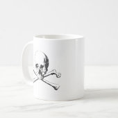 Schwarzer und weißer Schädel und Knochen Kaffeetasse (Vorderseite Links)
