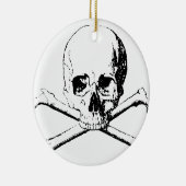 Schwarzer und weißer Schädel und Knochen Keramik Ornament (Rechts)