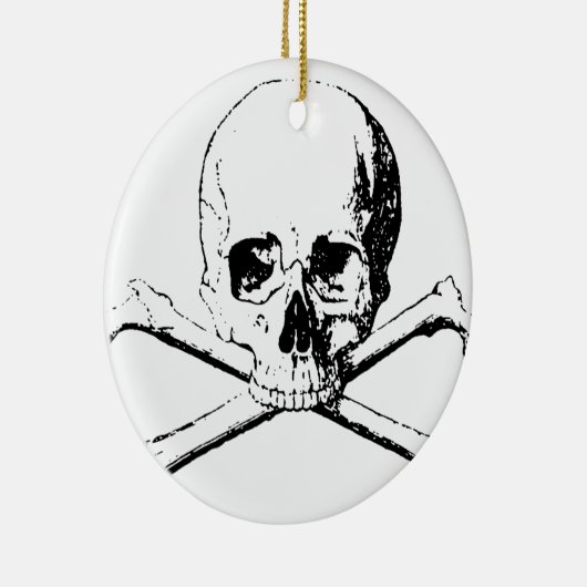 Schwarzer und weißer Schädel und Knochen Keramik Ornament (Rechts)