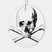 Schwarzer und weißer Schädel und Knochen Keramik Ornament (Links)