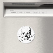 Schwarzer und weißer Schädel und Knochen Magnet (In Situ (Geschirrspüler))