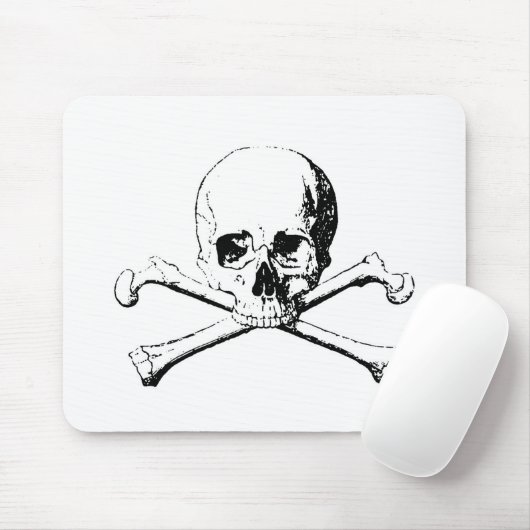 Schwarzer und weißer Schädel und Knochen Mousepad (Mit Mouse)
