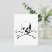 Schwarzer und weißer Schädel und Knochen Postkarte (Stehend Vorderseite)