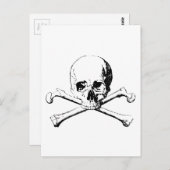 Schwarzer und weißer Schädel und Knochen Postkarte (Vorne/Hinten)