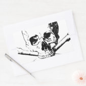 Schwarzer und weißer Schädel und Knochen Rechteckiger Aufkleber (Umschlag)