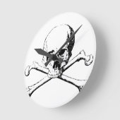 Schwarzer und weißer Schädel und Knochen Runde Wanduhr (Winkel)