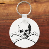 Schwarzer und weißer Schädel und Knochen Schlüsselanhänger (Vorderseite)