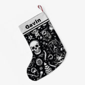 Schwarzer und weißer SchädelStrumpf Kleiner Weihnachtsstrumpf (Rückseite (Hängend))