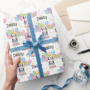 Schwarzer und weißer Schafaddel Geburtstag Geschenkpapier