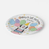 Schwarzer und weißer Schafaddel Geburtstag Pappteller (Schrägansicht)