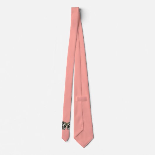 Schwarzer und weißer Schmetterling, korallenrosa H Krawatte (Rückseite)