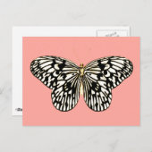 Schwarzer und weißer Schmetterling, korallenrosa H Postkarte (Vorne/Hinten)