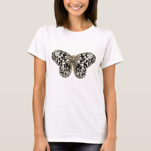 Schwarzer und weißer Schmetterling, korallenrosa H T-Shirt