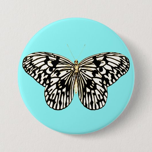 Schwarzer und weißer Schmetterling, türkischer Hin Button (Vorderseite)