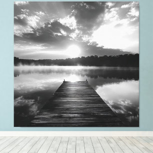 Schwarzer und weißer See der Ozarks Fotografie Leinwanddruck