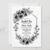 Schwarzer und weißer Sonnenblumen Blumenstee Einladung (Vorderseite)