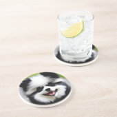Schwarzer und weißer Spitz Getränkeuntersetzer (Seite)