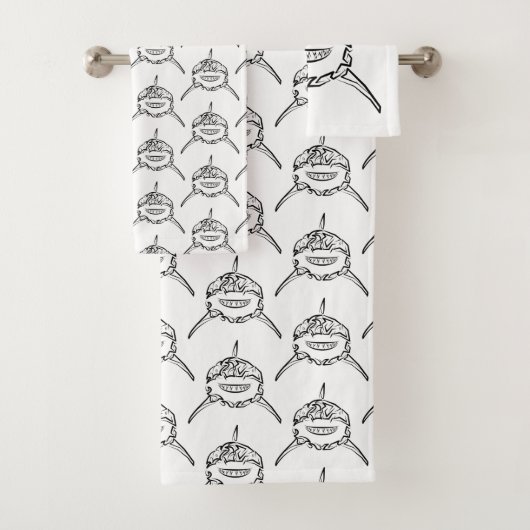 Schwarzer und weißer Stamm Großer Weißer Hai Badhandtuch Set (Insitu)