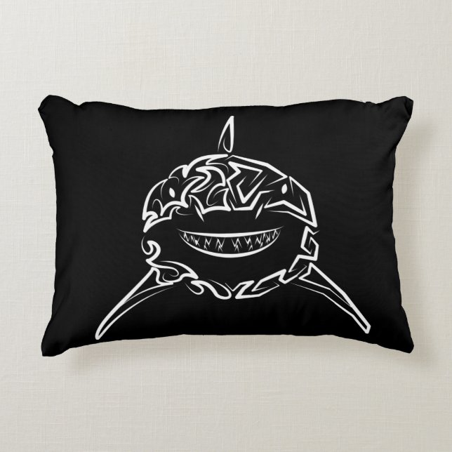 Schwarzer und weißer Stamm Großer Weißer Hai Dekokissen (Vorderseite)