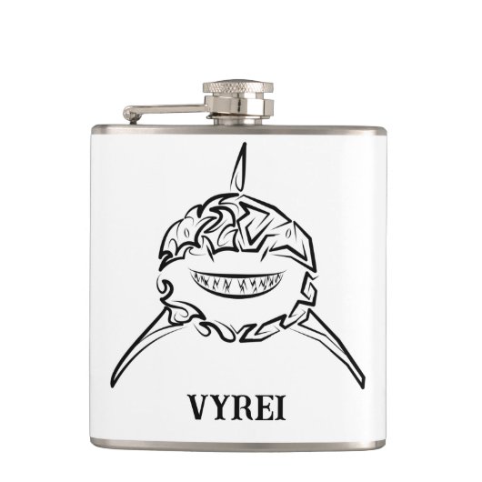 Schwarzer und weißer Stamm Großer Weißer Hai Flachmann (Vorderseite)