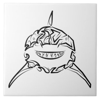 Schwarzer und weißer Stamm Großer Weißer Hai Fliese