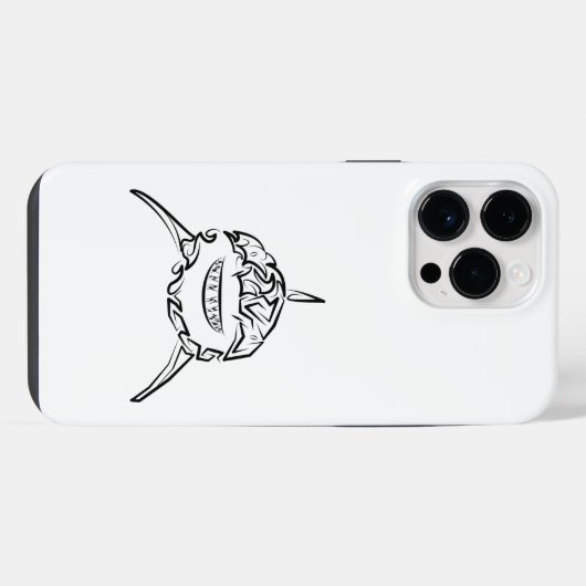 Schwarzer und weißer Stamm Großer Weißer Hai iPhone Hülle (Rückseite (Horizontal))