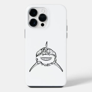 Schwarzer und weißer Stamm Großer Weißer Hai iPhone 14 Pro Max Hülle