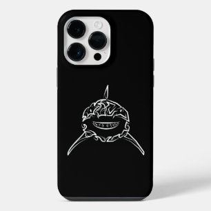 Schwarzer und weißer Stamm Großer Weißer Hai iPhone 14 Pro Max Hülle
