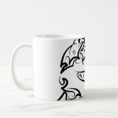 Schwarzer und weißer Stamm Großer Weißer Hai Kaffeetasse (Links)