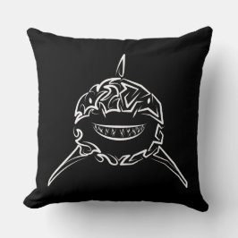 Schwarzer und weißer Stamm Großer Weißer Hai Kissen