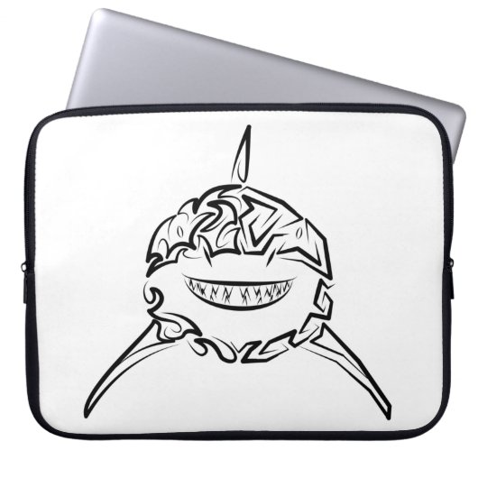 Schwarzer und weißer Stamm Großer Weißer Hai Laptopschutzhülle (Vorderseite)